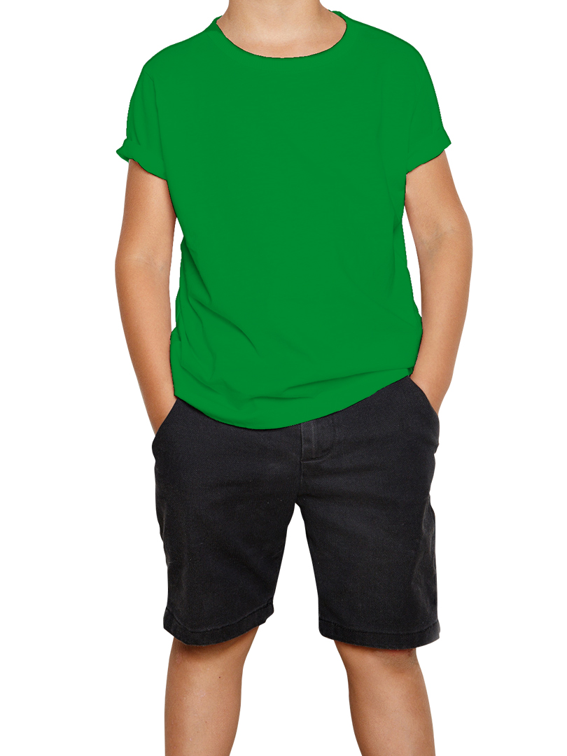 Green T-Shirt - Round Neck For Kids - Plain