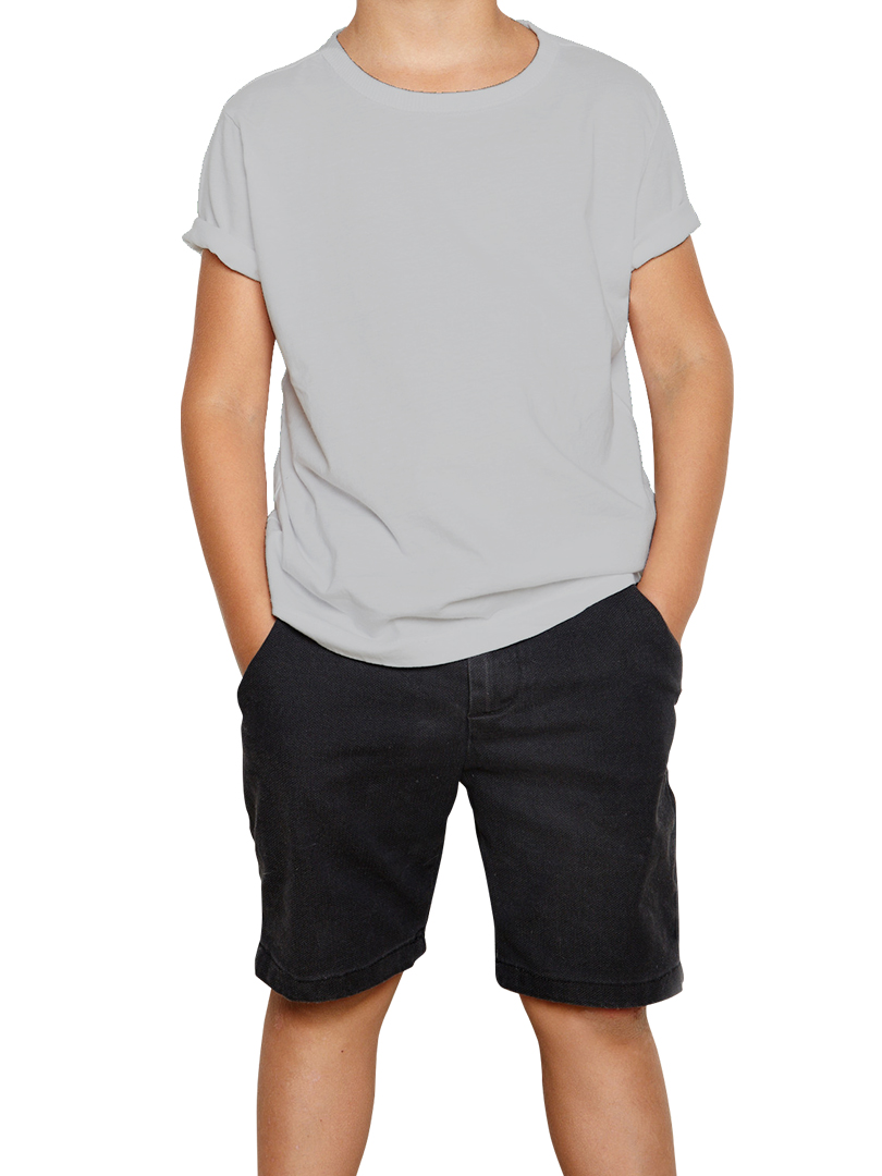 Grey T-Shirt - Round Neck For Kids - Plain