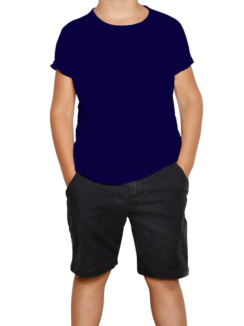 Navy Blue T-Shirt - Round Neck For Kids - Plain