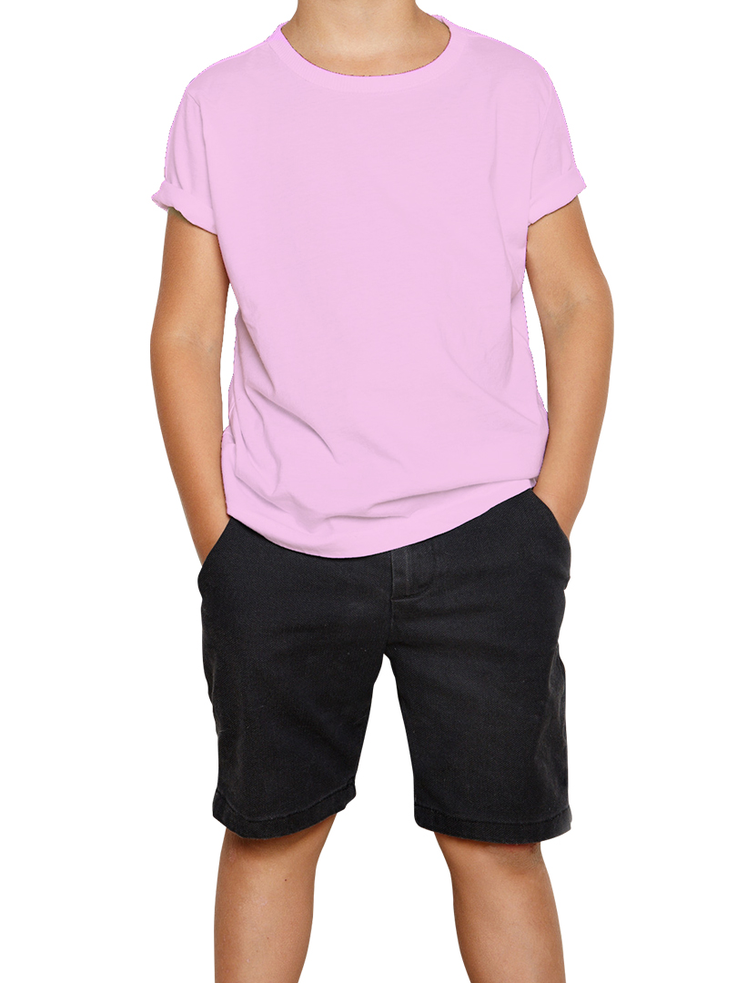 Pink T-Shirt - Round Neck For Kids - Plain