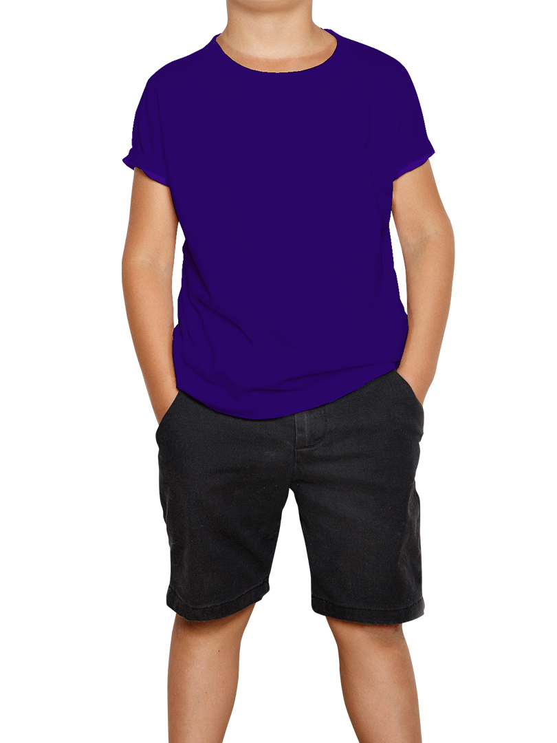Purple T-Shirt - Round Neck For Kids - Plain