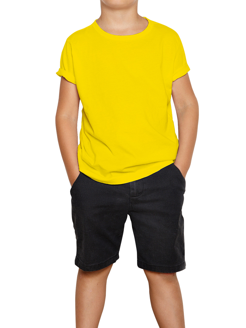 Yellow T-Shirt - Round Neck For Kids - Plain