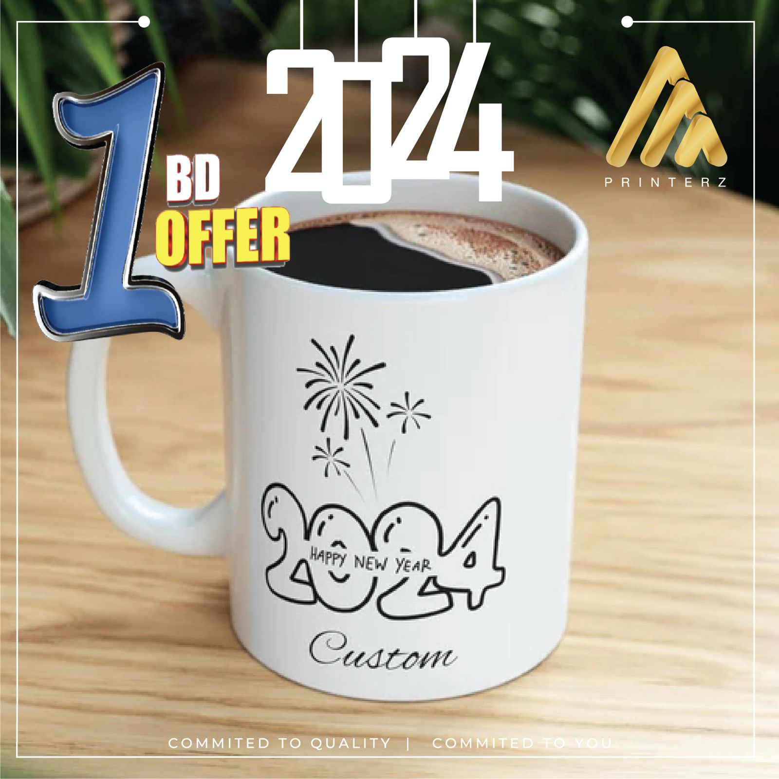 Happy New Year Custom 2024 Ceramic Mug