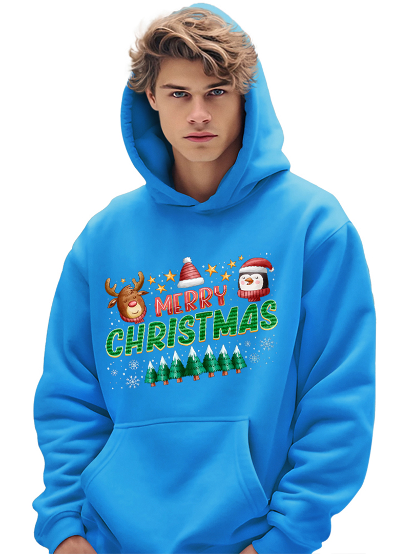 Dodger Blue Christmas Hoodie for Adult's