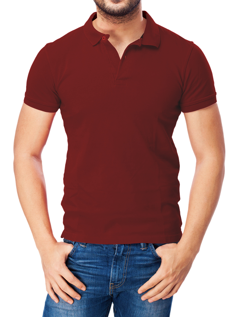 Maroon T-Shirt Polo For Adults - Plain