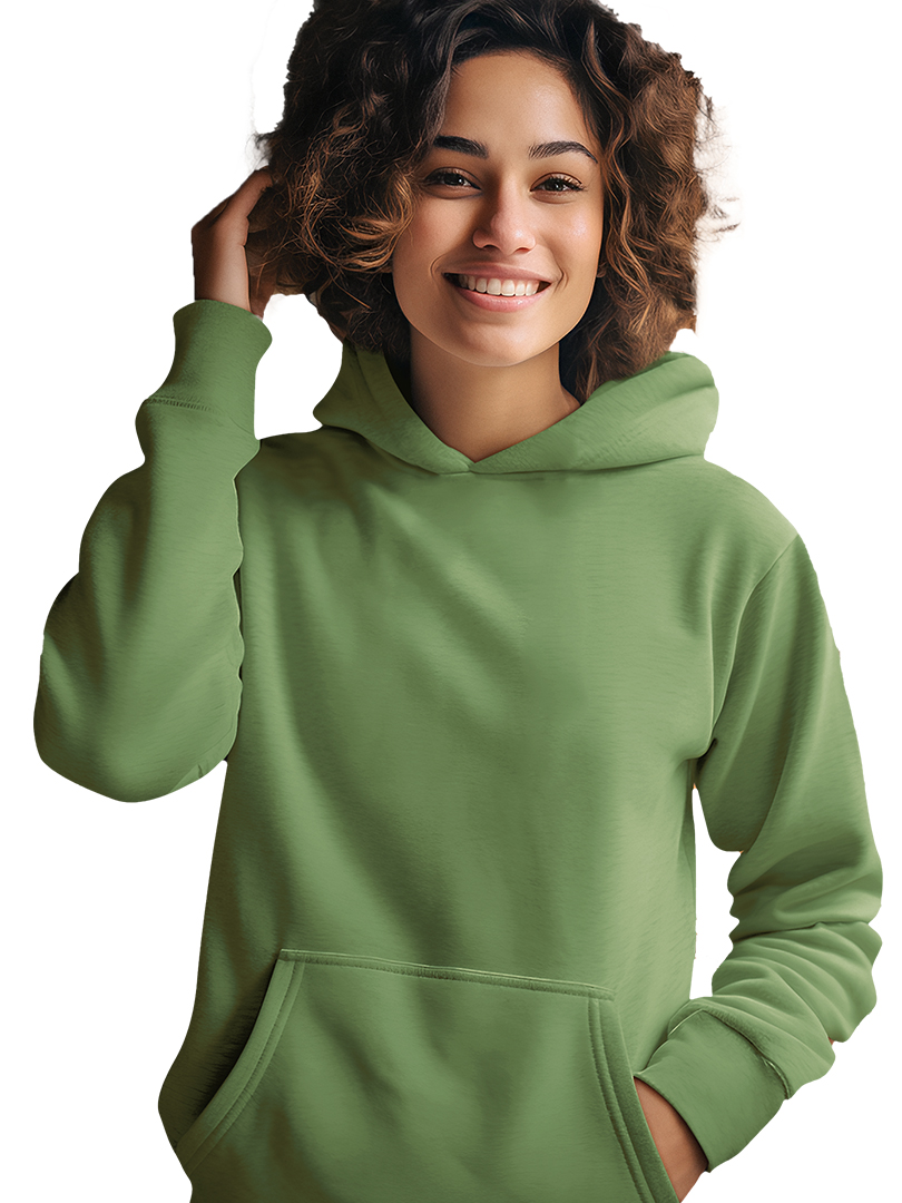 Cylender Green Plain Hoodie for Adult's