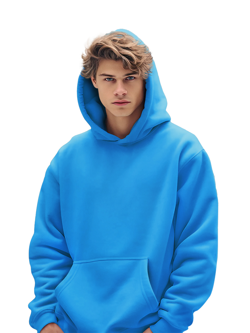 Dodger Blue Plain Hoodie for Adult's