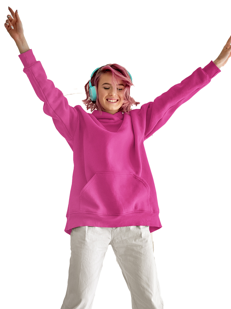 Magenta Pink Plain Hoodie for Adult's