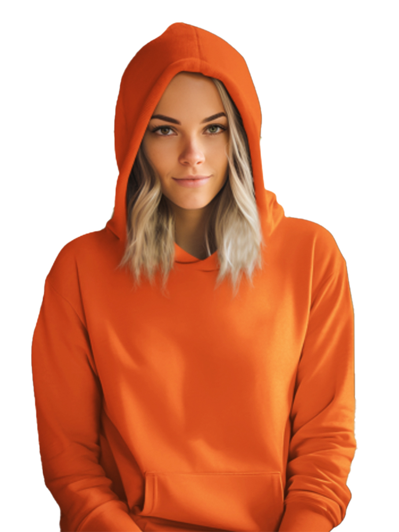 Neon Orange Plain Hoodie for Adult's