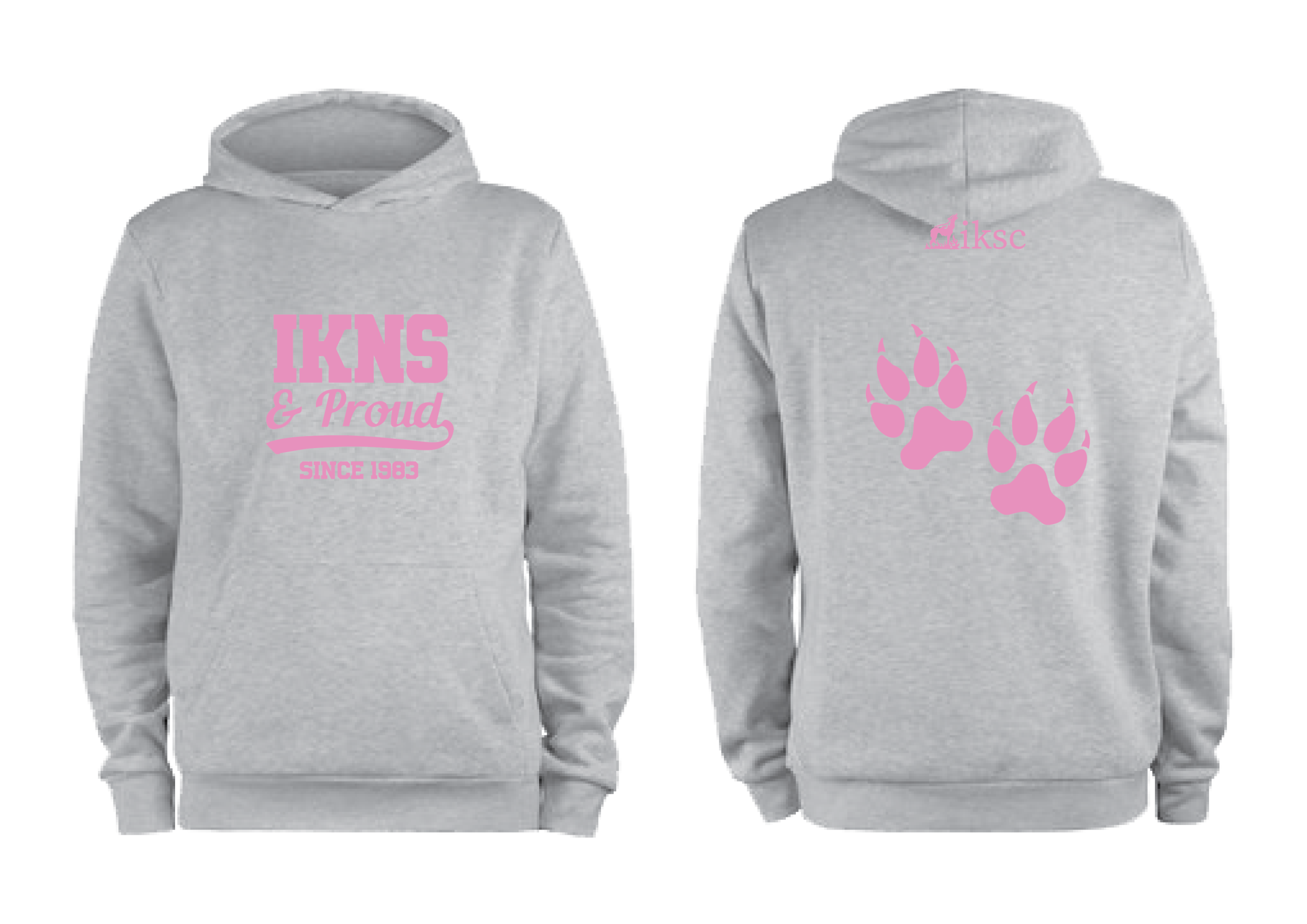 IKNS & Proud Hoodie | Grey Hoodie with Pink Print
