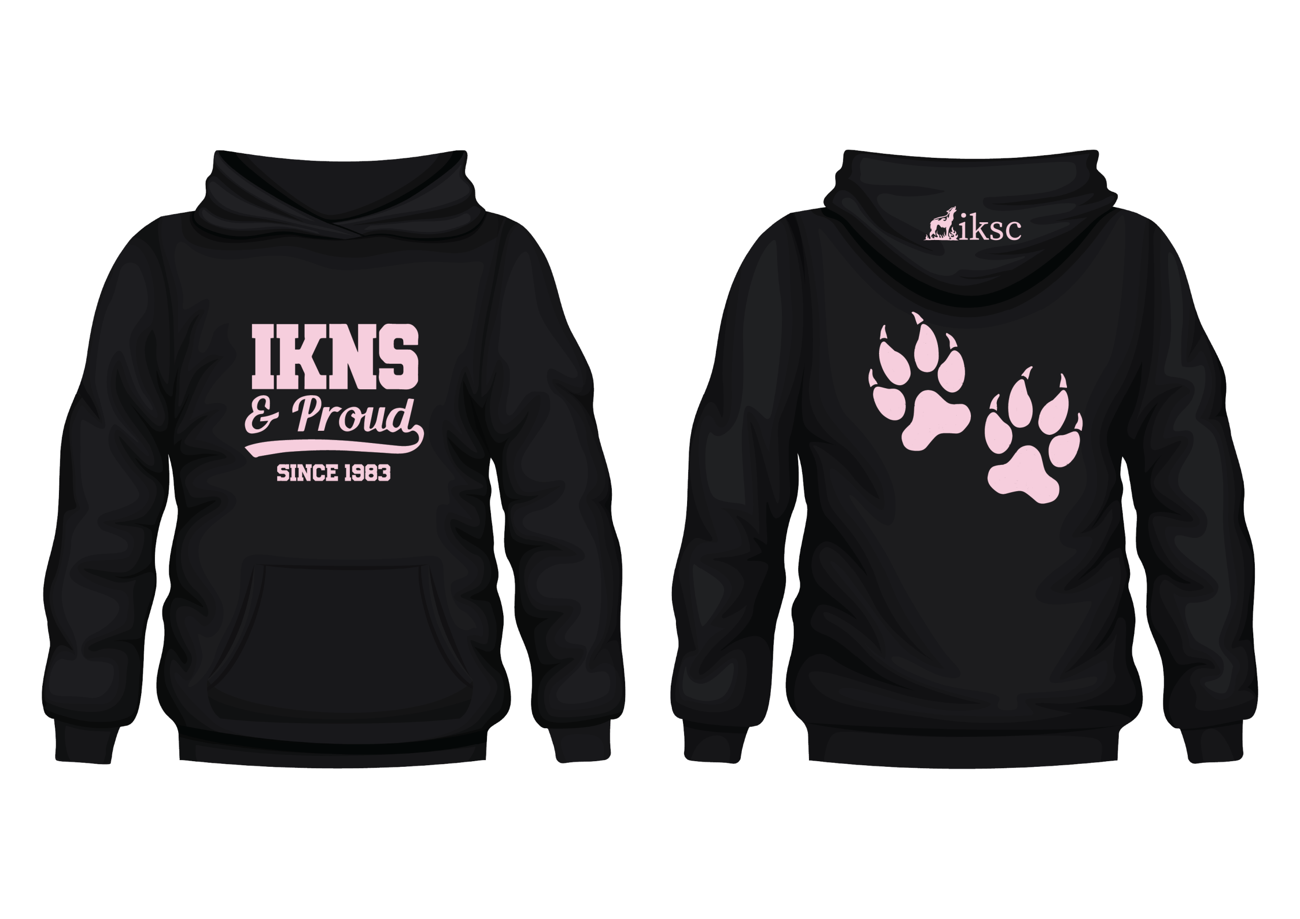 IKNS & Proud Hoodie | Black Hoodie with Pink Print